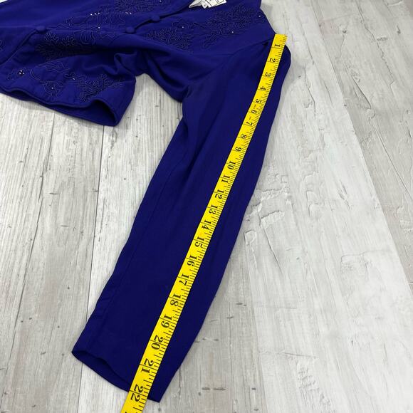 Vintage Karin Stevens Purple Embroidered Beaded Long Sleeve Button Front Blazer - Picture 8 of 9